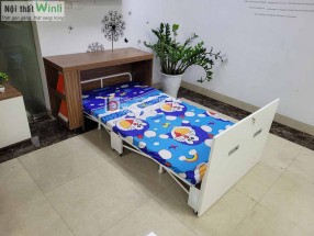 Giường xếp thông minh 1m2x1m9 màu óc chó